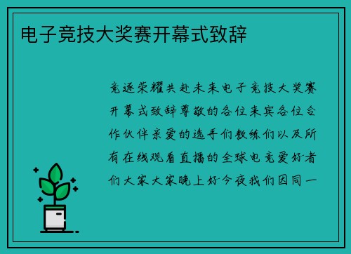 电子竞技大奖赛开幕式致辞